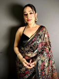 Black Kota Doriya Kalamkari Print Saree