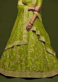 Green Glow Georgette Embroidered Lehenga With Net Dupatta