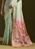 Aruba Blue Woven Cotton Silk Saree