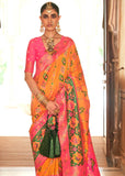 Autumn Orange Woven Banarasi Brocade Silk Saree