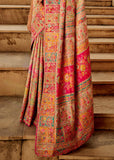 Cream Beige Woven Kashmiri Jamewar Saree