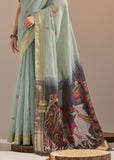 Aruba Blue Woven Cotton Silk Saree