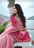 Barbie Pink Heavy Embroidered Designer Silk Saree