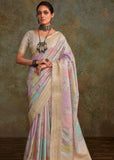 Off White Soft Silk Saree With Digital Print