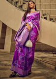Charming Purple Woven Satin Silk Banarasi Saree With Brocade Blouse