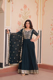 Embroidered Zari Sequins Work Festival Special Gown With Dupatta