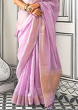 Antique Purple Chiffon Silk Saree With Contrast Blouse