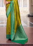 Lime Green Woven Banarasi Silk Saree
