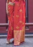 Bridal Red Banarasi Woven Satin Silk Saree