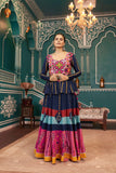 Navy Blue Stylish Poly Maska Silk Navratri Lehenga -WOMEN FASHION Default Title women's fashion mart