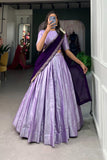 Lavender Jacquard Silk Traditional Lehenga Choli