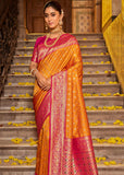 Aamras Yellow Woven Banarasi Silk Saree With Brocade Blouse