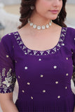 Embroidered Sequins Work Designer Women Gown - women's fashion mart