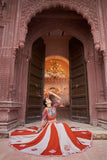 Orange Navratri Designer Embroidery With Mirror Work Lehenga Choli -WOMEN FASHION Default Title women's fashion mart
