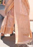 Beige And Gold Woven Banarasi Brocade Silk Saree