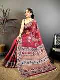 Classic Kalamkari Print Tussar Saree