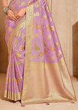 Tulle Purple Woven Banarasi Silk Saree