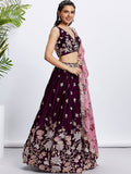 Georgette Golden Dull-Bright Sequin,Threaded Embroidered Semi-Stitched Lehenga choli  women's fashion mart