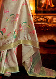 Classy Grey Woven Silk Saree With Kalamkari Fine Print