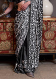 Phantom Black Patola Printed Satin Crepe Silk Saree