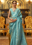 Palace Blue Woven Banarasi Brocade Silk Saree