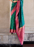 Alpine Green Woven Banarasi Silk Saree