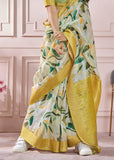 Summer Green Woven Banarasi Cotton Silk Saree With Digital Print