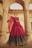 Deep Pink To Purple Thread With Sequince Embroidered Work Wedding Lehenga -Bridal Lehenga Default Title women's fashion mart