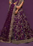 Royal Purple Georgette Embroidered Lehenga With Net Dupatta