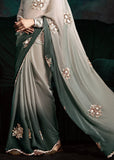 Chinois Green Designer Tissue Silk Saree With Printed Blouse