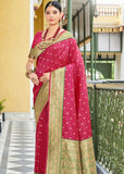 Aanar Red Woven Banarasi Silk Saree