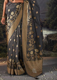 Classic Gold and Grey Woven Banarasi Organza Silk Saree