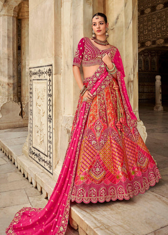 Princess Pink Banarasi Silk Embroidered Designer Lehenga