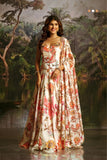 Off White Handwork Designer Corset Lehenga Set With Floral Prints