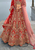 Crimson Red Heavy Embroidered Designer Lehenga