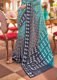Angel Blue Printed Bandhini Patola Silk Saree