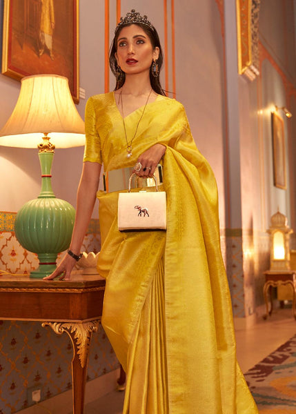 Aureolin Yellow Dual Tone Kanjivaram Silk Saree