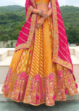 Cadmium Yellow Heavy Embroidered Designer Lehenga Set