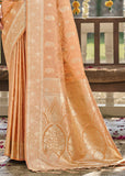 Pale Peach Woven Banarasi Satin Silk Saree