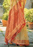 Almond Beige Woven Banarasi Tissue Silk Saree