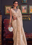 Classic Beige Banarasi Katan Silk Saree