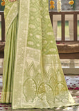 Grass Green Woven Banarasi Satin Silk Saree