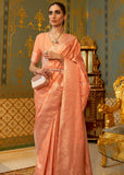 Narangi Peach Woven Banarasi Brocade Silk Saree