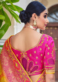 Amazing Orange And Pink Banarasi Designer Silk Saree