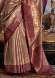 Almond Beige Woven Banarasi Tissue Silk Saree