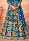“Exclusive Offer” Blue Heavy Embroidered Unstitched Anarkali