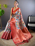 Elegant Kanchi Zari Kalamkari Silk Saree  women's fashion mart