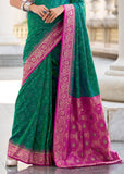 Antique Green Woven Banarasi Silk Saree