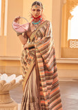 Almond Beige Printed Soft Silk Saree