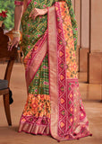 “Exclusive Offer” : Leaf Green Printed Patola Silk Saree